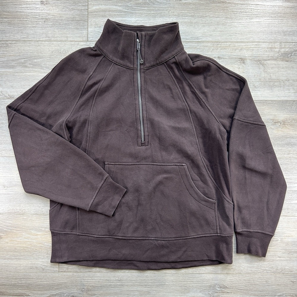 Lululemon‎ Oversized M/L Half-Zip Funnel-Neck Espresso Scuba Comfy Athleisure